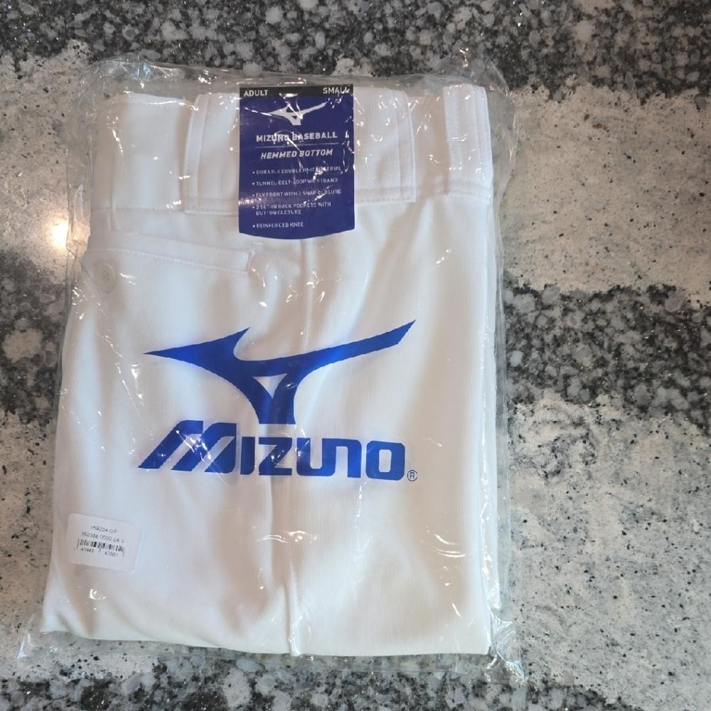 Mizuno White Athletic Pants with Blue Logo
